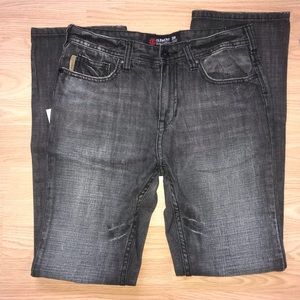 Men’s dark gray straight jeans